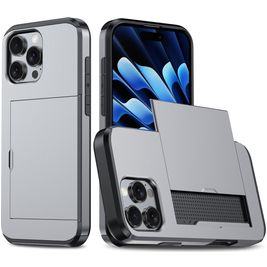 Mobigear Card iPhone 16 Pro Hoesje Hardcase Backcover Shockproof met Pasjeshouder - Grijs