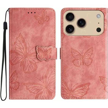 Mobigear Butterfly iPhone 18 Pro Max Hoesje Bookcase Portemonnee - Roze