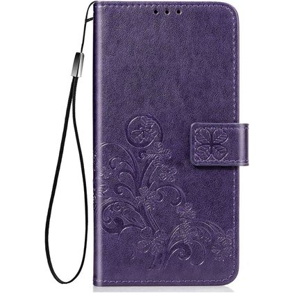 Mobigear Clover Samsung Galaxy A21s Hoesje Bookcase Portemonnee - Paars
