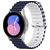 Mobigear Ocean Siliconen Smartwatch Bandje Gespsluiting - Universeel 20 mm aansluiting - Wit / Donkerblauw