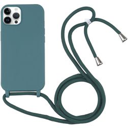 Mobigear Lanyard iPhone 16 Pro Max Siliconen Hoesje met koord - Groen