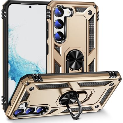 Mobigear Armor Ring Samsung Galaxy S23 Hoesje Hardcase Backcover Shockproof met Ringhouder - Goud