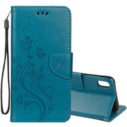 Mobigear Flowers iPhone XR Hoesje Bookcase Portemonnee - Turquoise