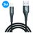 Mobigear Nylon USB-A naar Apple Lightning Kabel MFI 3 m - Zwart