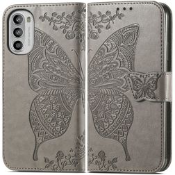 Mobigear Butterfly Motorola Moto G82 Hoesje Bookcase Portemonnee - Grijs
