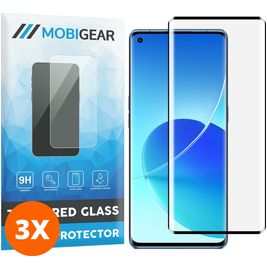 Mobigear Premium OPPO Reno 6 Pro 5G Glazen Screenprotector - Case Friendly - Zwart (3-Pack)