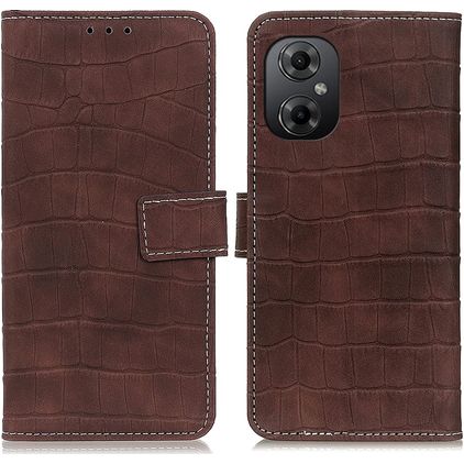Mobigear Croco POCO M5 Hoesje Bookcase Portemonnee - Bruin