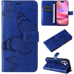 Mobigear Butterfly iPhone 16 Hoesje Bookcase Portemonnee - Blauw