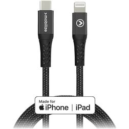 Mobilize Strong Nylon USB-C naar Apple Lightning Kabel MFI 1 Meter - Zwart