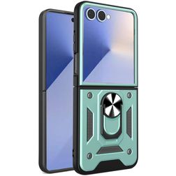 Mobigear Armor Ring Samsung Galaxy Z Flip 7 Hoesje Hardcase Backcover Shockproof met Ringhouder - Groen