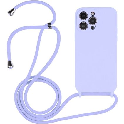 Mobigear Lanyard iPhone 14 Pro Siliconen Hoesje met koord - Paars