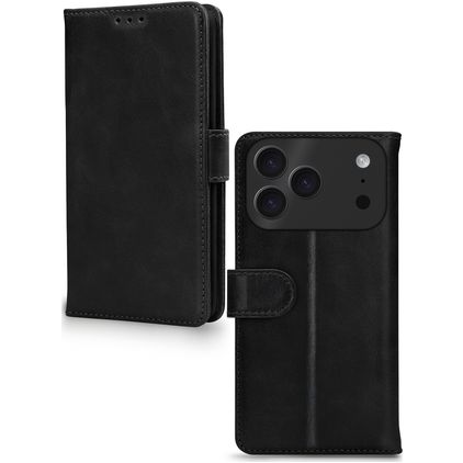 Mobilize Wallet iPhone 17 Pro Hoesje Echt Leer Bookcase Portemonnee - Zwart