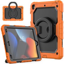 Mobigear RingGuard iPad 9 (2021) Hoes Hard Kunststof,Siliconen Backcover + Standaard - Zwart / Oranje