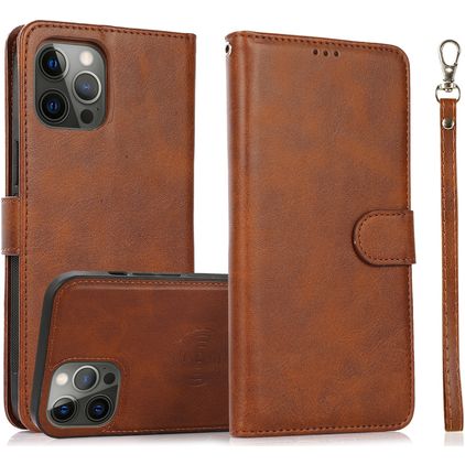 Mobigear Wallet iPhone 16 Pro Max Hoesje Uitneembare 2in1 Bookcase Portemonnee - Bruin