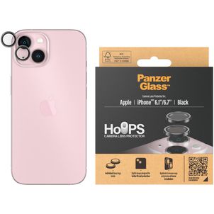 PanzerGlass Hoops iPhone 15 Glazen Camera Lens Protector - Case Friendly - Zwart