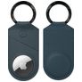 Valenta Snap Apple AirTag Hoesje Echt Leer Sleutelhanger - Blauw