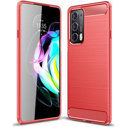 Mobigear Brushed Slim Motorola Edge 20 Hoesje Flexibel TPU Backcover - Rood