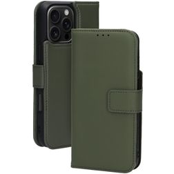 Mobiparts iPhone 16 Pro Max MagSafe Hoesje Echt Leer Uitneembare 2in1 Bookcase Portemonnee - Groen