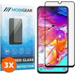 Mobigear Premium Samsung Galaxy A70 Glazen Screenprotector - Case Friendly - Zwart (3-Pack)