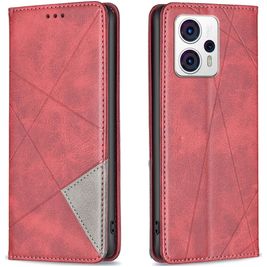 Mobigear Rhombus Slim Motorola Moto G23 Hoesje Bookcase - Rood