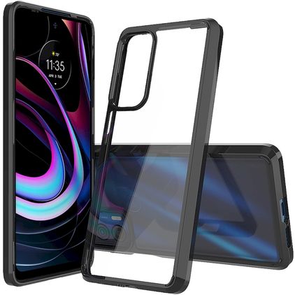 Mobigear Crystal Motorola Edge (2021) Hoesje Hardcase Backcover - Transparant / Zwart