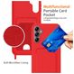 Mobigear Lanyard Card Samsung Galaxy S24 FE Siliconen Hoesje met koord en Pasjeshouder - Rood