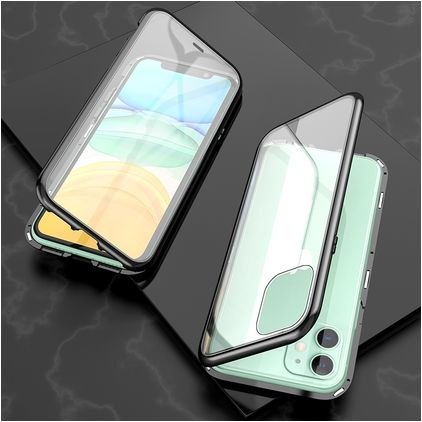 Mobigear GlassGuard iPhone 11 Hoesje Gehard glas Backcover - Zwart / Transparant