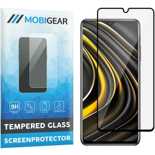 Mobigear Premium POCO M3 Glazen Screenprotector - Case Friendly - Zwart