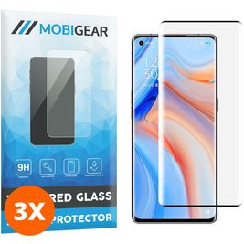 Mobigear Curved OPPO Reno 4 Pro 5G Glazen Screenprotector - Case Friendly - Zwart (3-Pack)