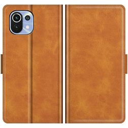 Mobigear Slim Magnet Xiaomi Mi 11 Lite Hoesje Bookcase Portemonnee - Cognac