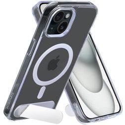 Mobiparts Hardcover Doorzichtig iPhone 15 MagSafe Hoesje Hardcase Backcover met Standaard - Transparant