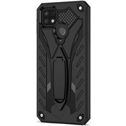 Mobigear Armor Stand Realme C21Y Hoesje Hardcase Backcover Shockproof met Standaard - Zwart