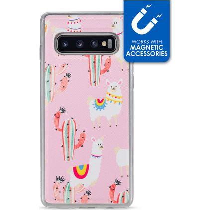 My Style Magneta Samsung Galaxy S10 Hoesje Flexibel TPU Backcover - Pink Alpaca