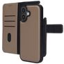 Mobiparts iPhone 17 Hoesje Echt Leer Uitneembare 2in1 Bookcase Portemonnee - Taupe