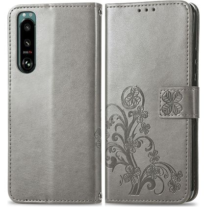 Mobigear Clover Sony Xperia 5 IV Hoesje Bookcase Portemonnee - Grijs