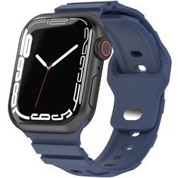 Mobigear Sport Armor Siliconen Apple Watch Bandje Druksluiting - 49/46/45/44 mm - Blauw