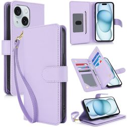 Mobigear Wallet iPhone 15 Hoesje Bookcase Portemonnee - Paars