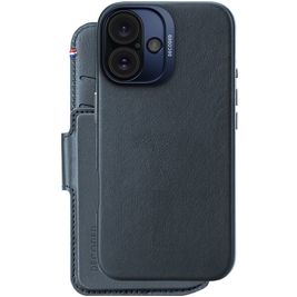 Decoded Detachable Wallet iPhone 16 MagSafe Hoesje Echt Leer Uitneembare 2in1 Bookcase Portemonnee - Marineblauw
