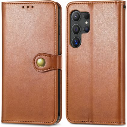 Mobigear Snap Button Samsung Galaxy S25 Plus Hoesje Bookcase Portemonnee - Bruin