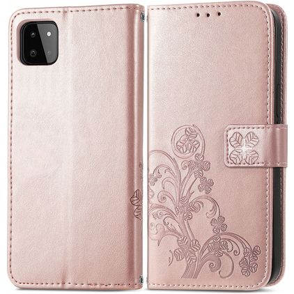 Mobigear Clover Samsung Galaxy A22 5G Hoesje Bookcase Portemonnee - Roségoud