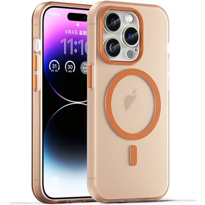Mobigear Shockproof iPhone 16 Pro Max MagSafe Hoesje Flexibel TPU Backcover - Oranje