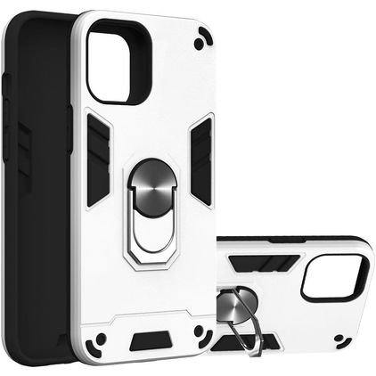 Mobigear Armor Ring iPhone 12 Pro Max Hoesje Hardcase Backcover Shockproof met Ringhouder - Zilver