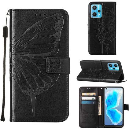 Mobigear Butterfly Realme 9 Pro Plus Hoesje Bookcase Portemonnee - Zwart