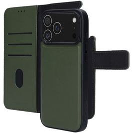 Mobiparts iPhone 17 Pro Max Hoesje Echt Leer Uitneembare 2in1 Bookcase Portemonnee - Groen