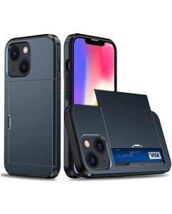 Mobigear Card iPhone 15 Hoesje Hardcase Backcover Shockproof met Pasjeshouder - Donkerblauw