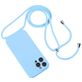 Mobigear Lanyard iPhone 14 Pro Siliconen Hoesje met koord - Babyblauw