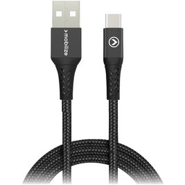 Mobilize Strong Nylon USB-A naar USB-C Kabel 2 Meter - Zwart