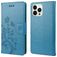 Mobigear Flowers iPhone 14 Pro Hoesje Bookcase Portemonnee - Blauw