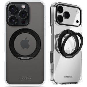 Mobilize 360 Rotating Ring iPhone 15 Pro MagSafe Hoesje Hardcase Backcover met Ringhouder - Zwart