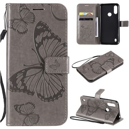 Mobigear Butterfly Motorola Moto E6s (2020) Hoesje Bookcase Portemonnee - Grijs